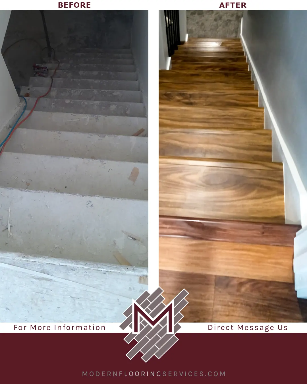 Before and After. Click Vinyl EVP Flooring Installation.
