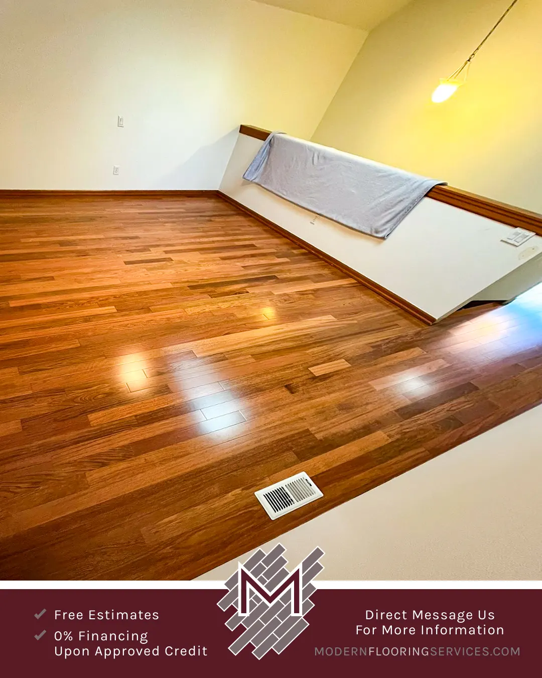 Luxurious Brazilian Cherry Solid Hardwood Flooring Installation By Modern Flooring Services.