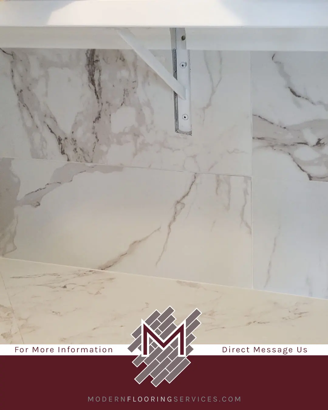 Luxurious Marble-look Kitchen Backsplash Installation.