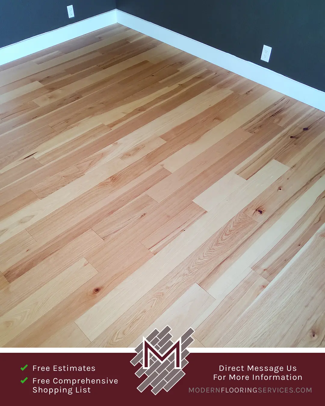 Matte Natural Hickory Engineered Hardwood Flooring Installation By Modern Flooring Services.