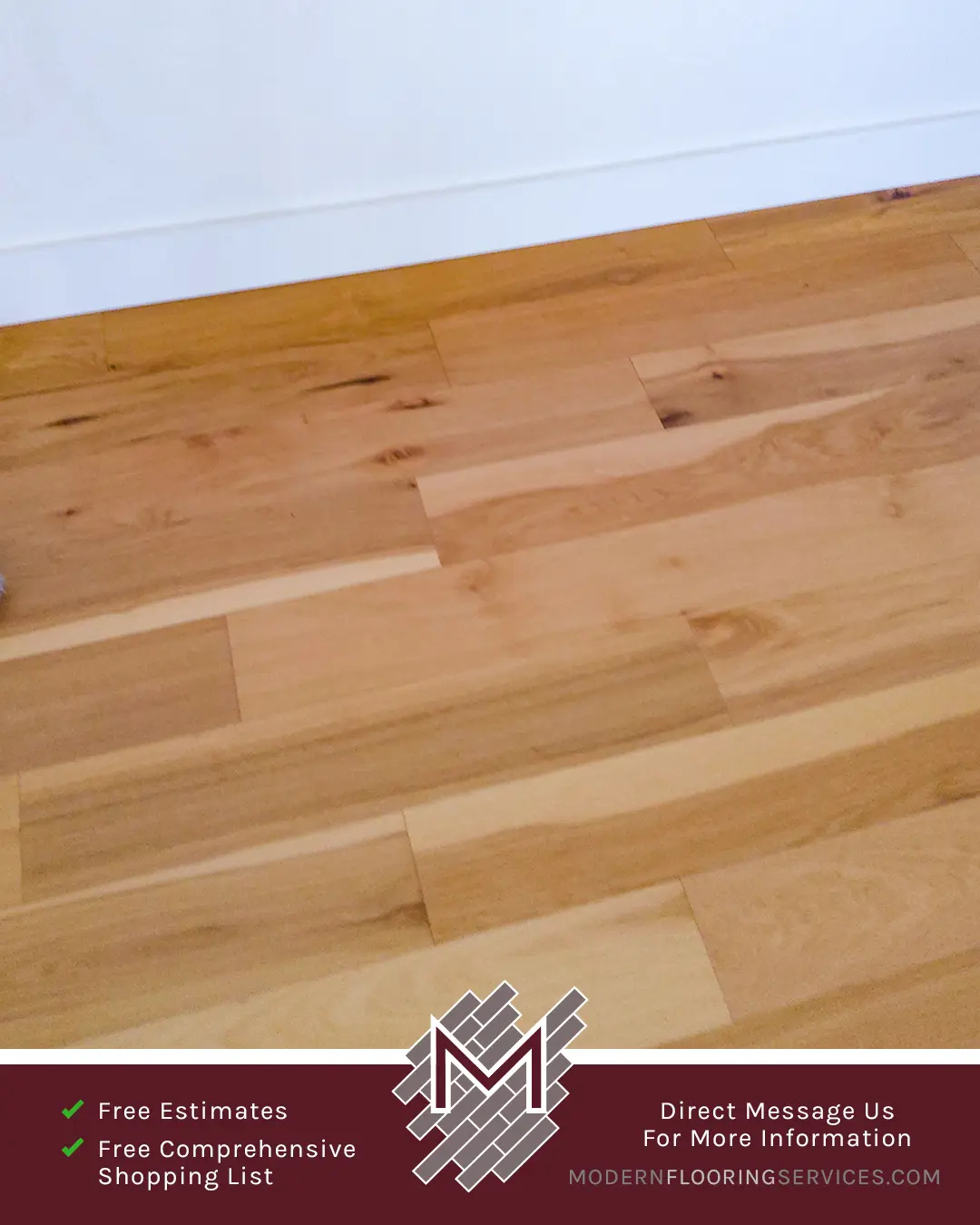 Matte Natural Hickory Engineered Hardwood Flooring Installation By Modern Flooring Services.