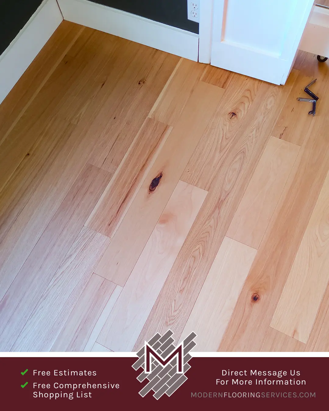 Matte Natural Hickory Engineered Hardwood Flooring Installation By Modern Flooring Services.
