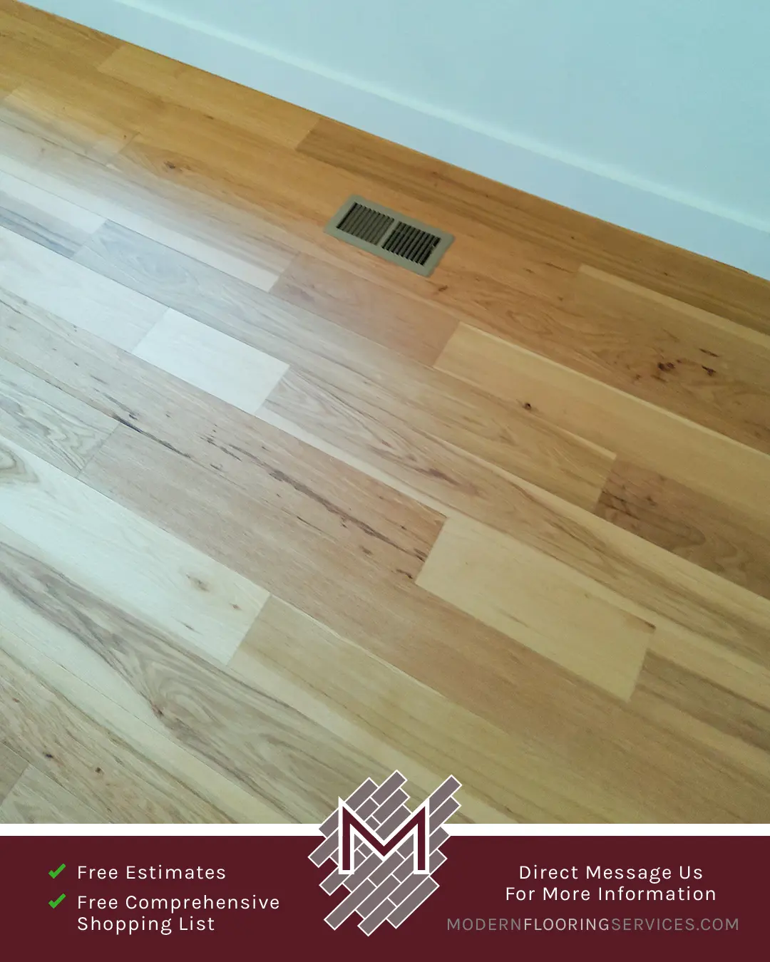 Matte Natural Hickory Engineered Hardwood Flooring Installation By Modern Flooring Services.