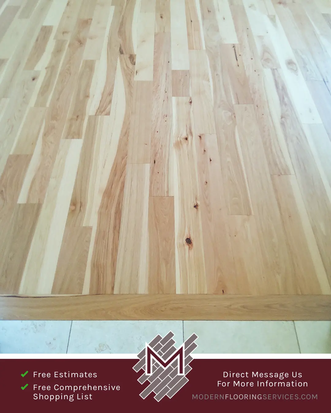 Matte Natural Hickory Engineered Hardwood Flooring Installation By Modern Flooring Services.