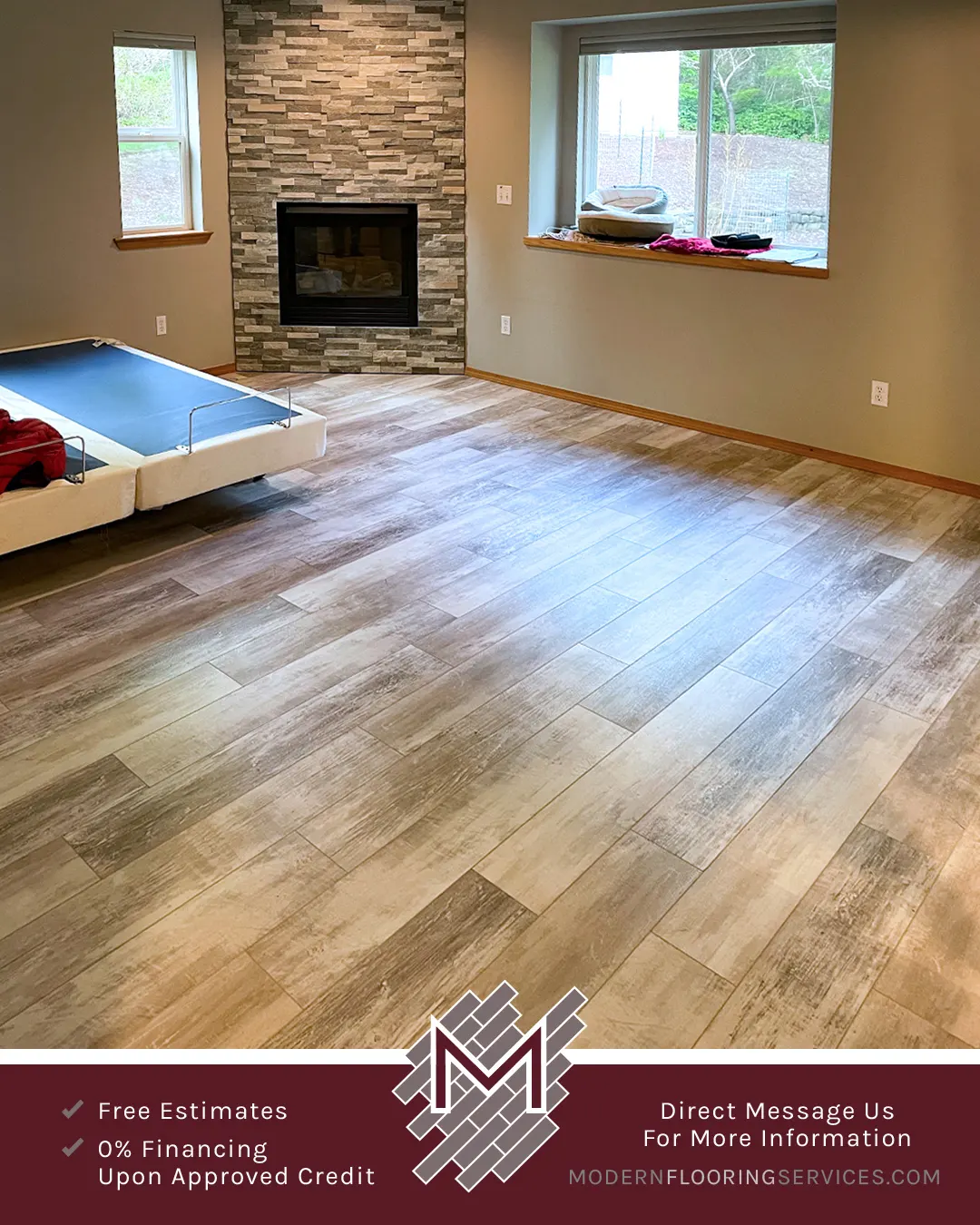 French Alps Spruce Waterproof Rigid Vinyl Plank Flooring Installation.