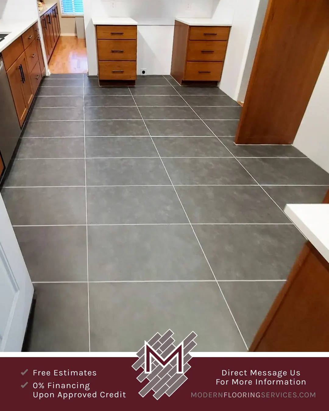 Large Format Tile Flooring Installation.