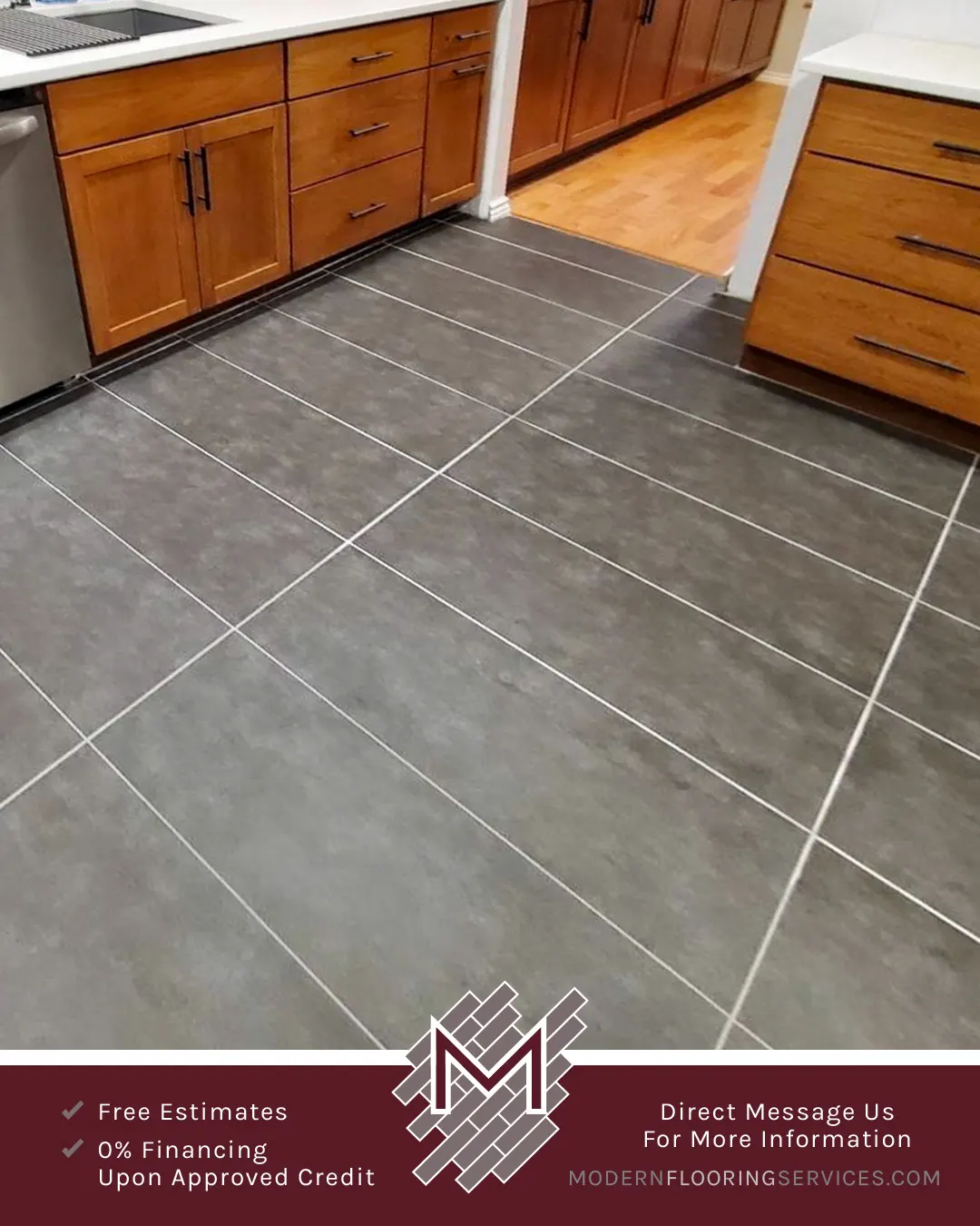 Large Format Tile Flooring Installation.