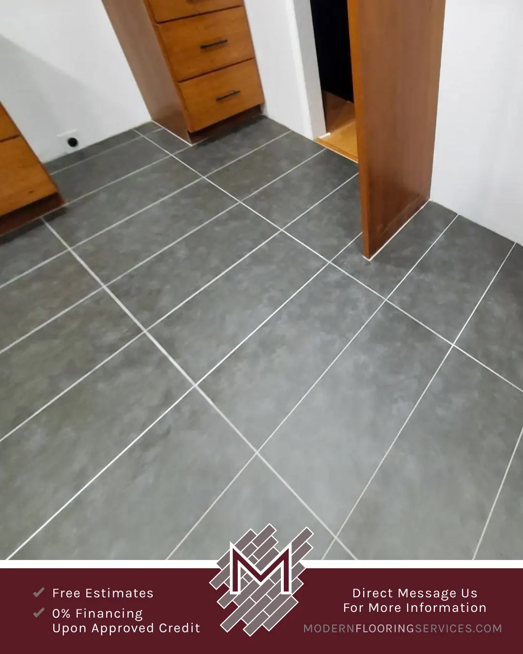 Large Format Tile Flooring Installation.