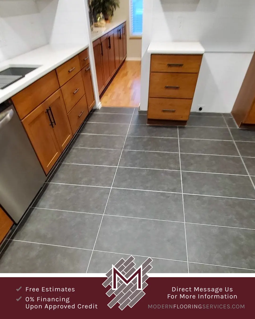 Large Format Tile Flooring Installation.