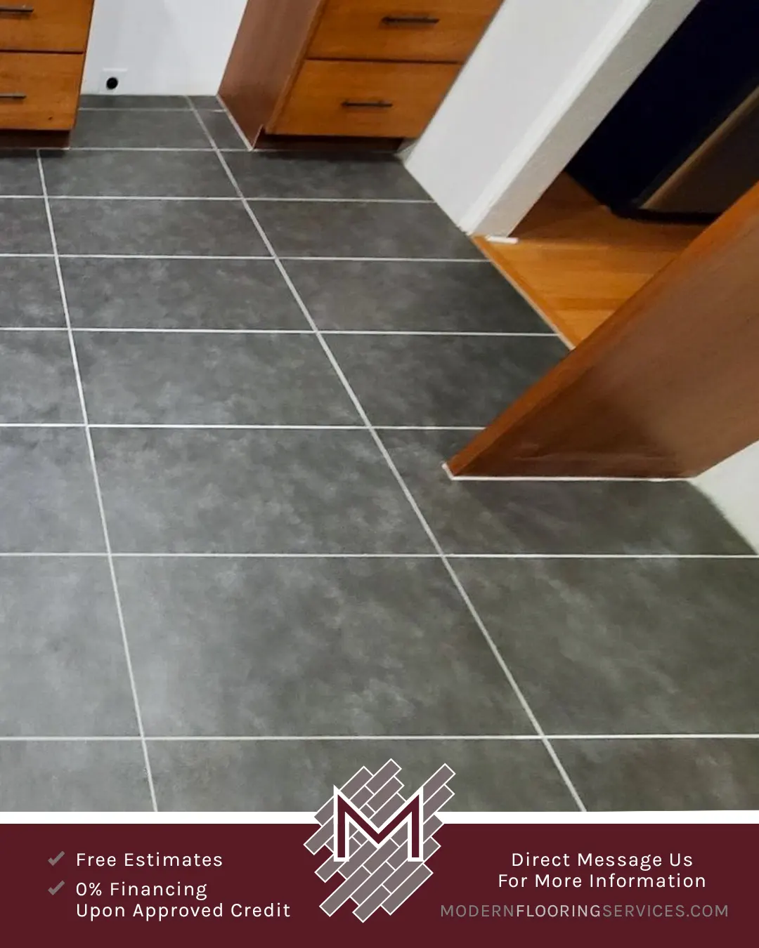 Large Format Tile Flooring Installation.