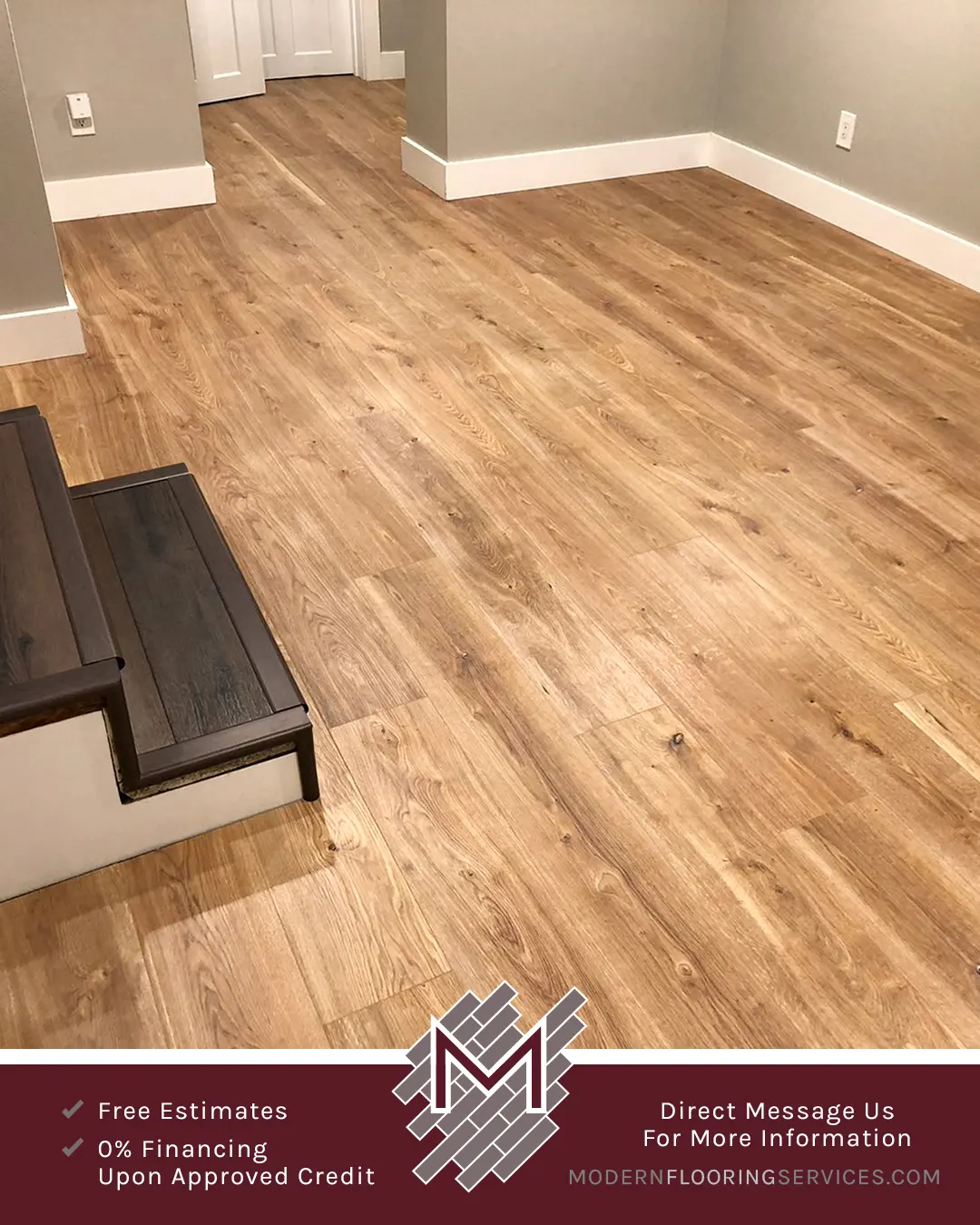 Duravana Tacoma Oak Waterproof Hybrid Resilient Flooring and Bay Bridge Oak Waterproof Hybrid Resilient Flooring Installations.