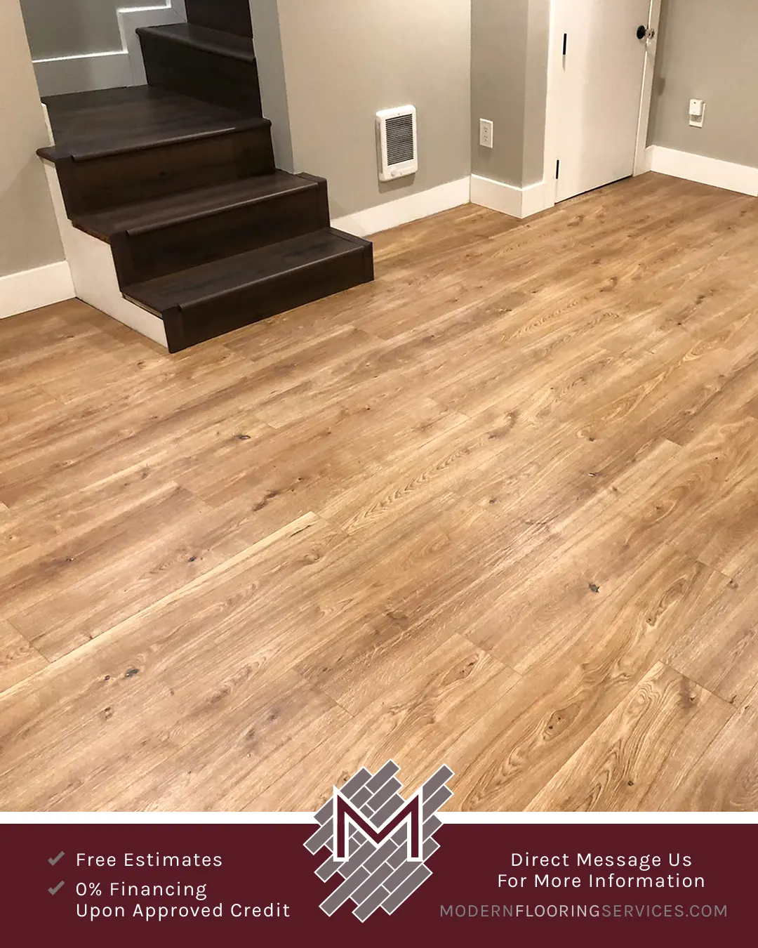 Duravana Tacoma Oak Waterproof Hybrid Resilient Flooring and Bay Bridge Oak Waterproof Hybrid Resilient Flooring Installations.