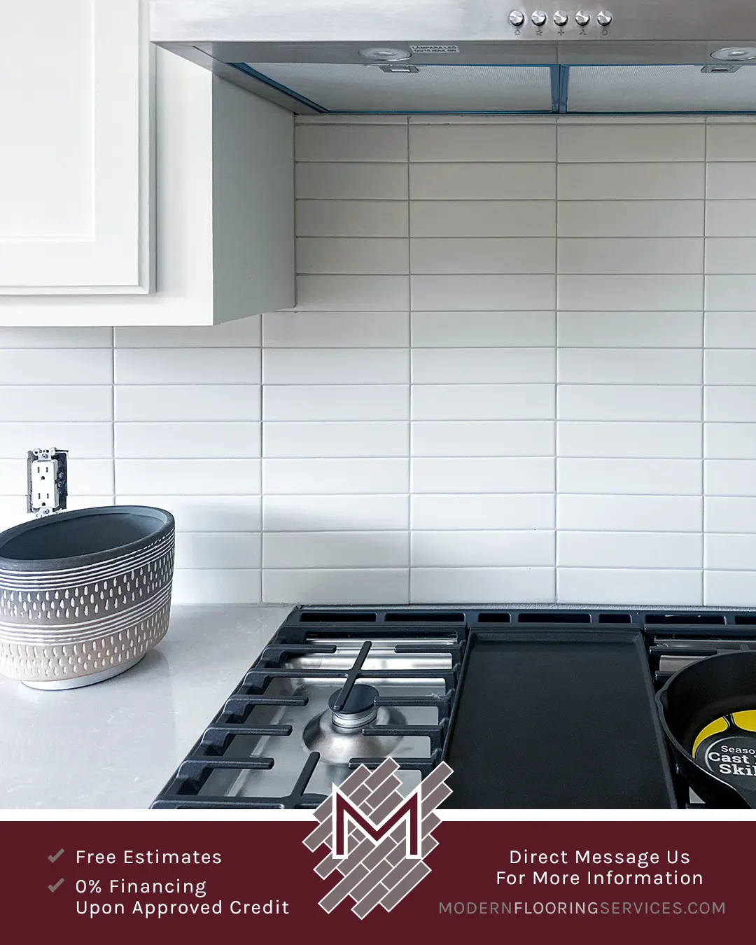 Elegant Kitchen Backsplash Installation By Modern Flooring Services.