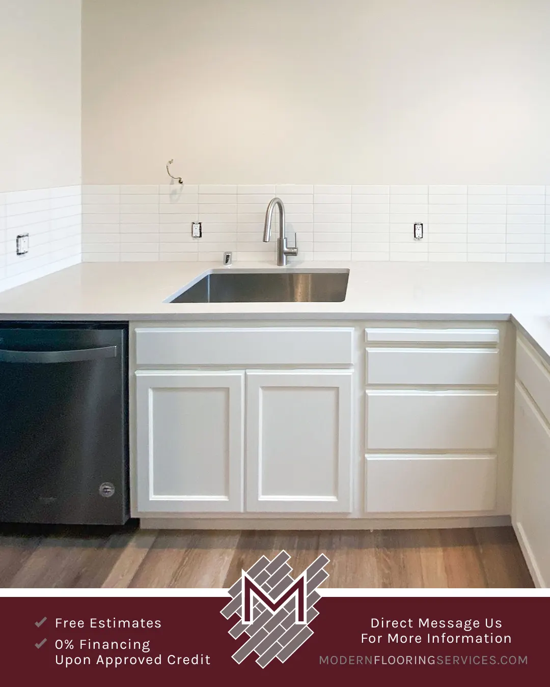 Elegant Kitchen Backsplash Installation By Modern Flooring Services.