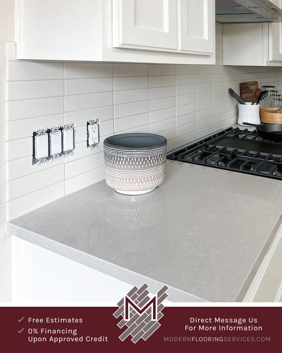 Elegant Kitchen Backsplash Installation By Modern Flooring Services.