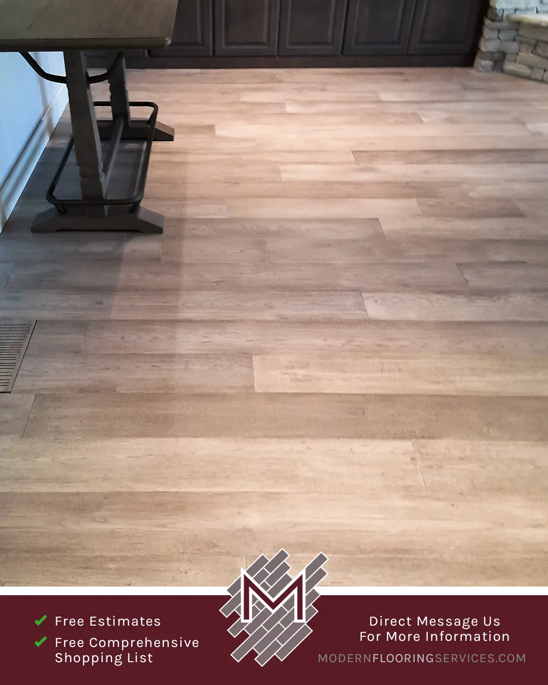 Engineered Hickory Hardwood Flooring Installation By Modern Flooring Services.