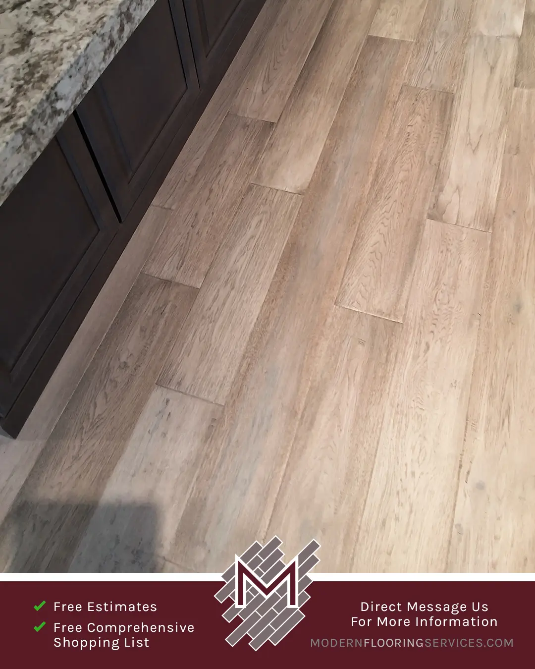 Engineered Hickory Hardwood Flooring Installation By Modern Flooring Services.