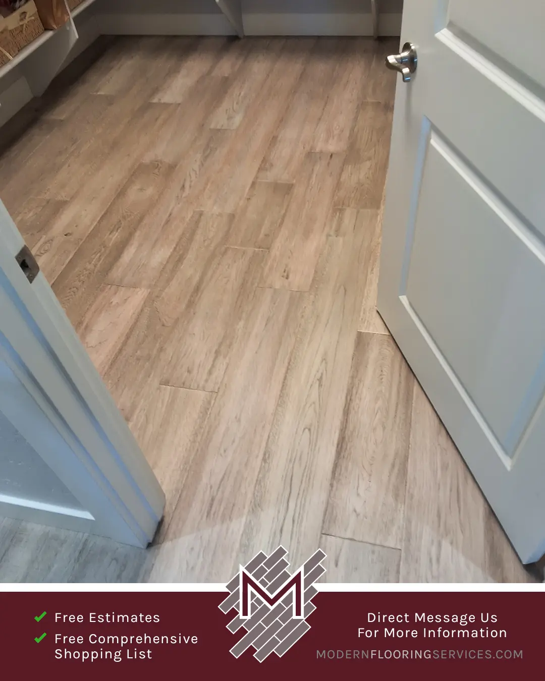 Engineered Hickory Hardwood Flooring Installation By Modern Flooring Services.