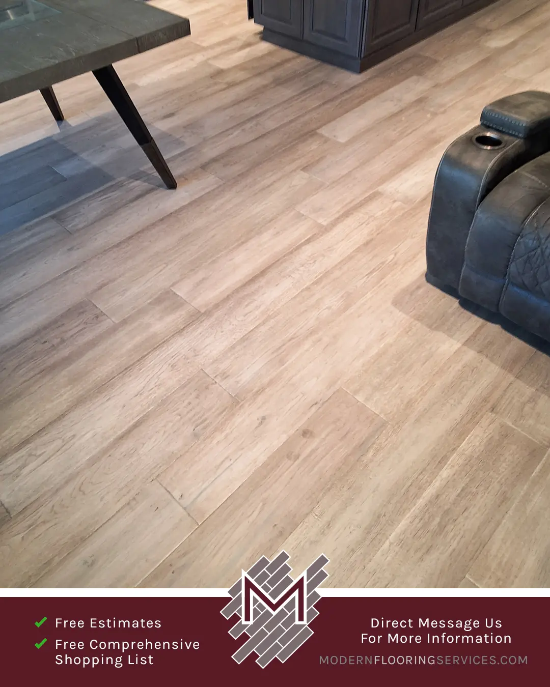 Engineered Hickory Hardwood Flooring Installation By Modern Flooring Services.