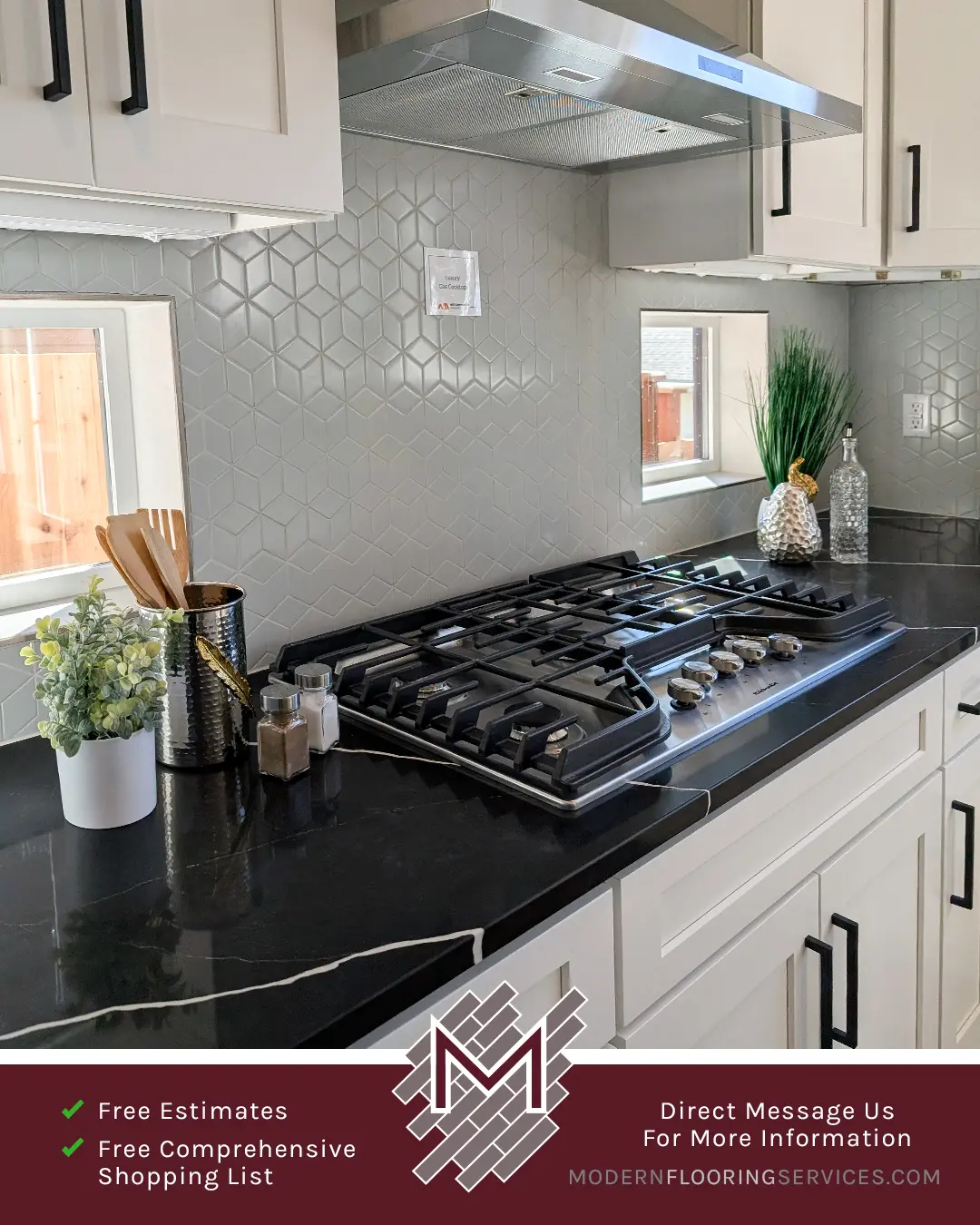 Kitchen Backsplash Tile Installation By Modern Flooring Services.