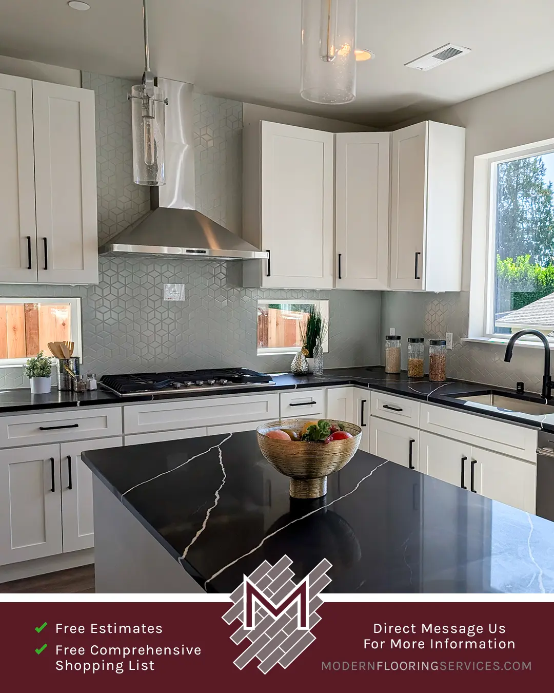 Kitchen Backsplash Tile Installation By Modern Flooring Services.