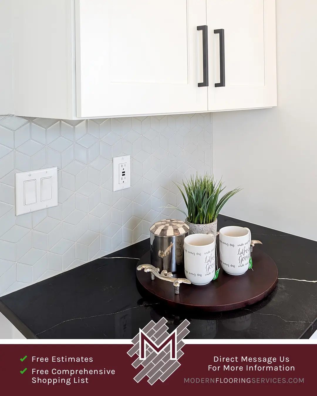 Kitchen Backsplash Tile Installation By Modern Flooring Services.