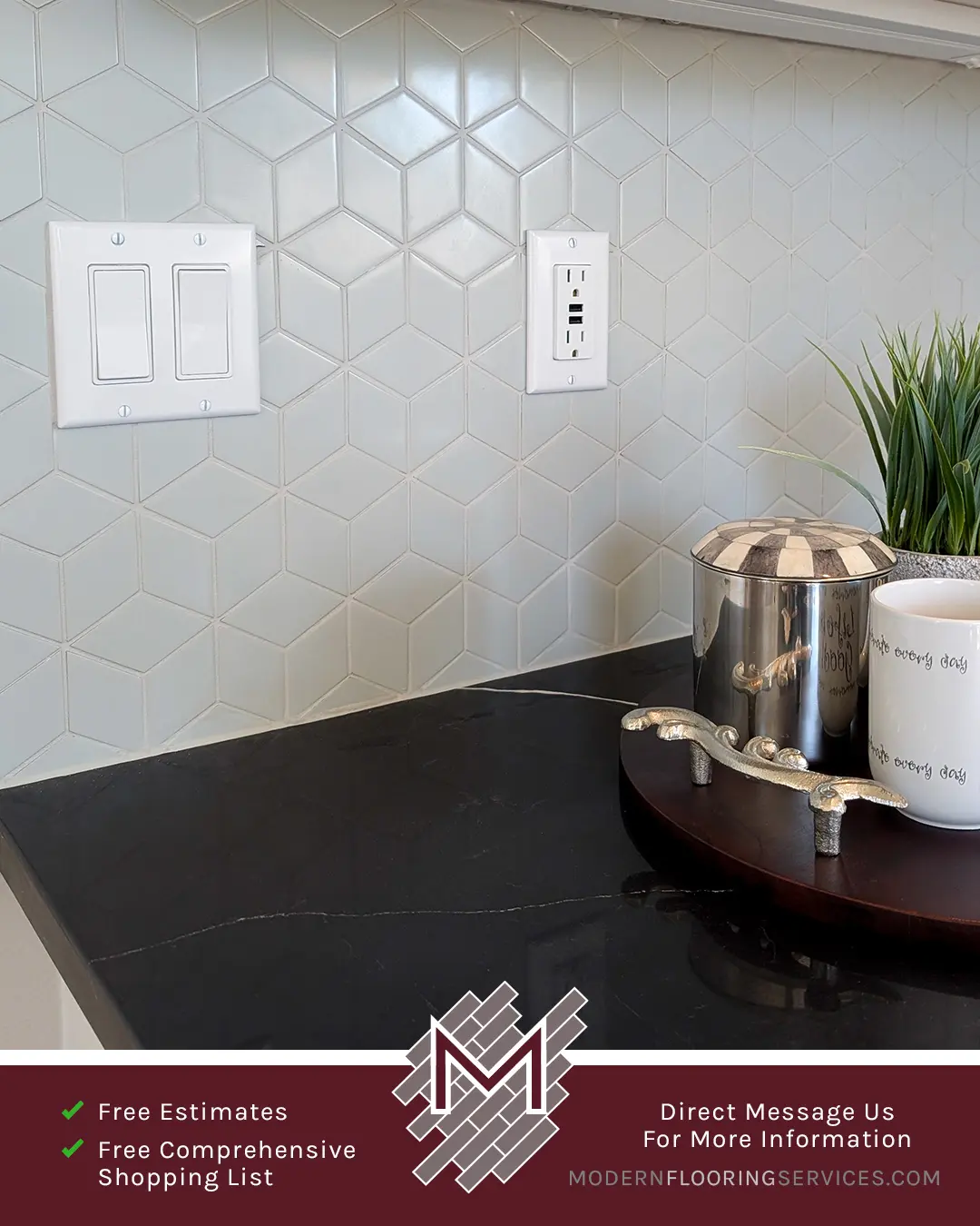 Kitchen Backsplash Tile Installation By Modern Flooring Services.