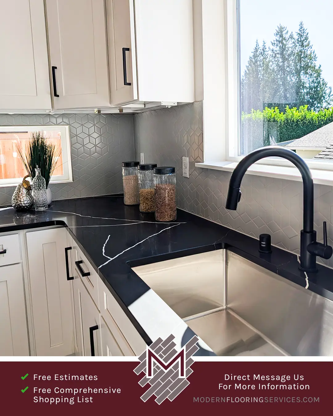 Kitchen Backsplash Tile Installation By Modern Flooring Services.