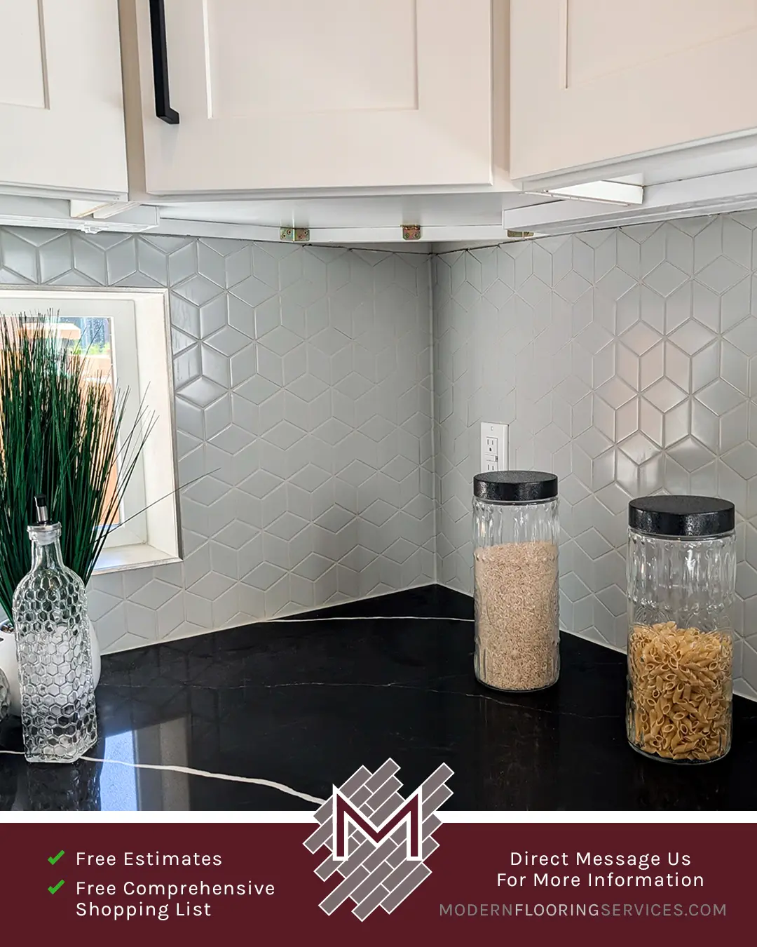 Kitchen Backsplash Tile Installation By Modern Flooring Services.