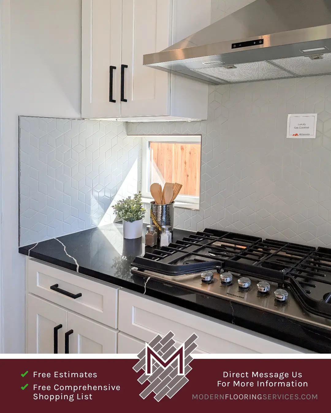Kitchen Backsplash Tile Installation By Modern Flooring Services.