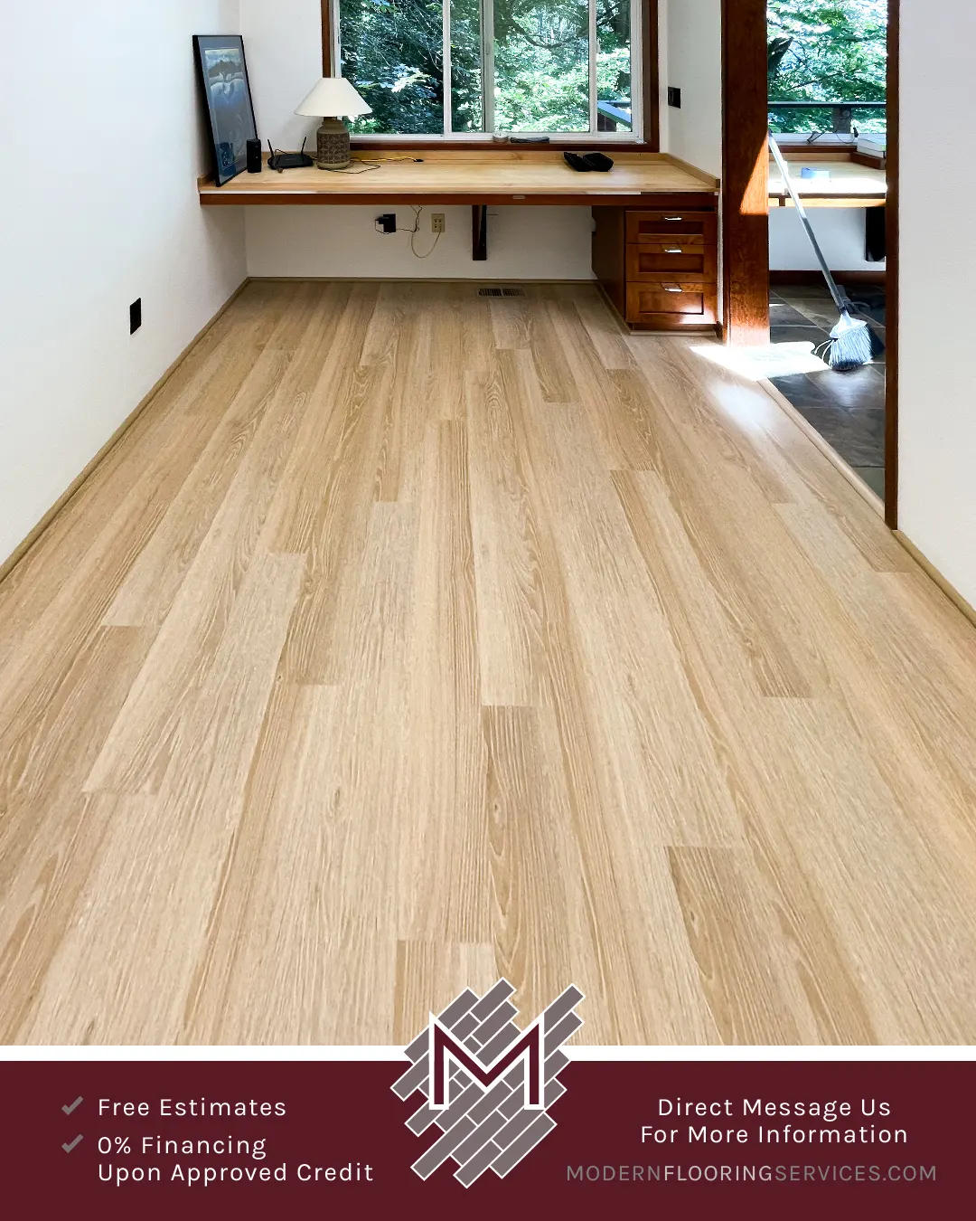 Dream Home Office New Milner Pass Oak Waterproof Rigid Vinyl Plank Flooring Installation By Modern Flooring Services.