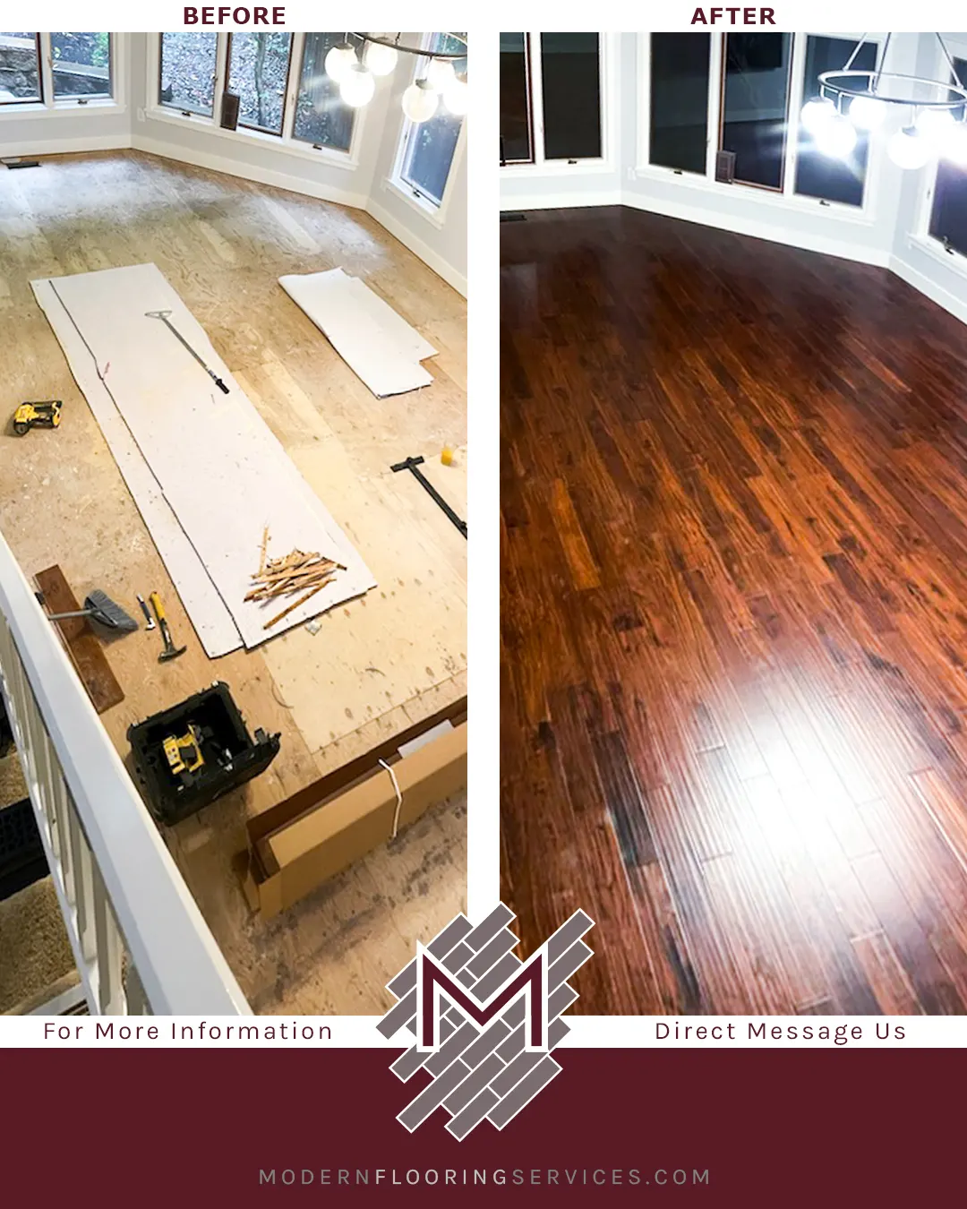 Before and After. Engineered Hardwood Flooring Installation