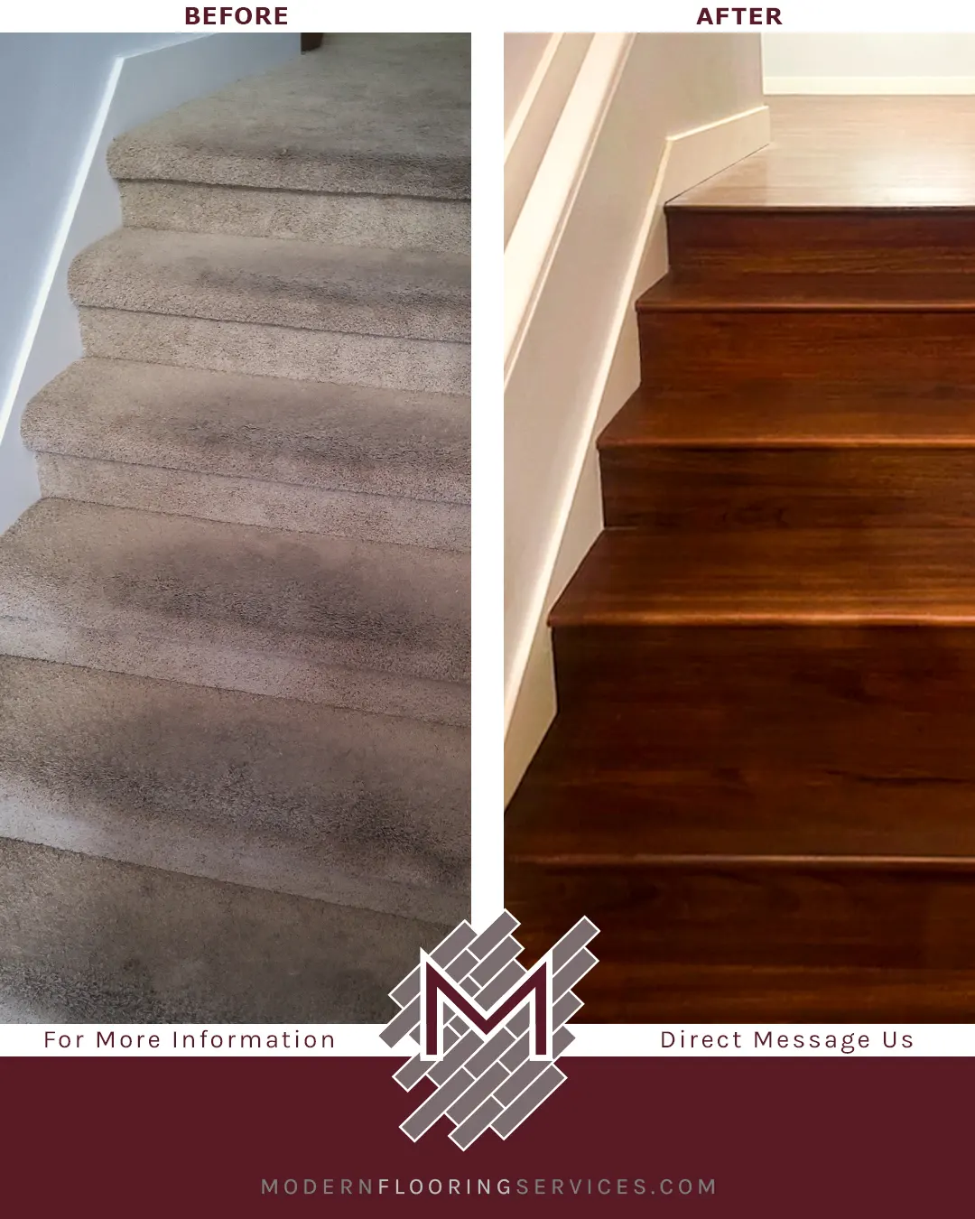 Before and After. Engineered Hardwood Flooring Installation