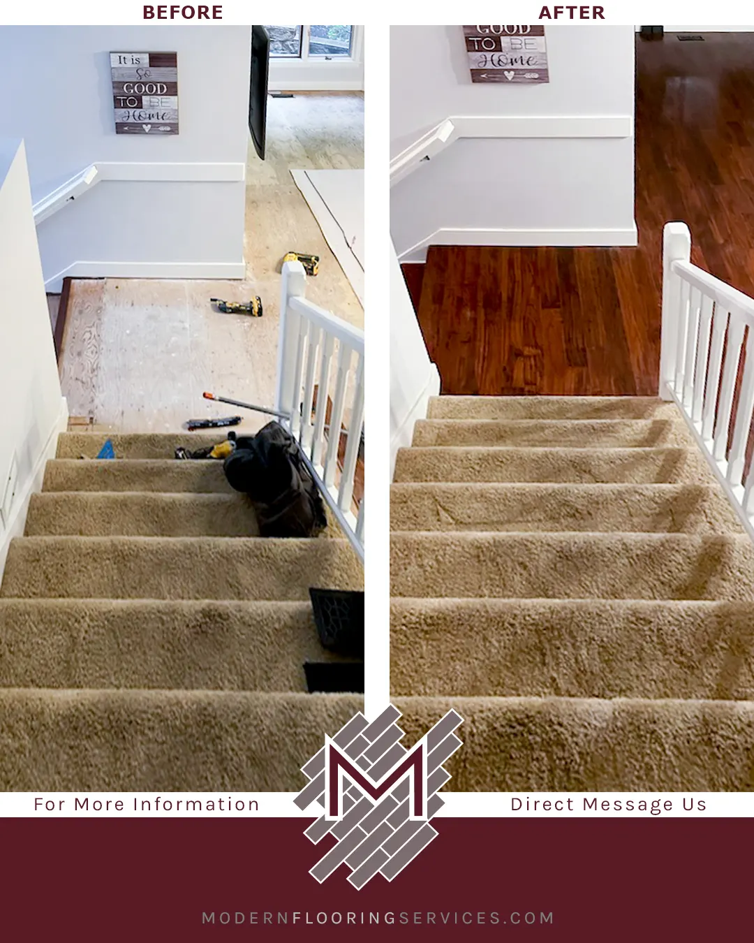 Before and After. Engineered Hardwood Flooring Installation