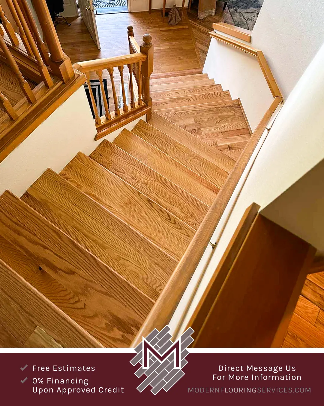 Red Oak Hardwood Flooring Installation By Modern Flooring Services.