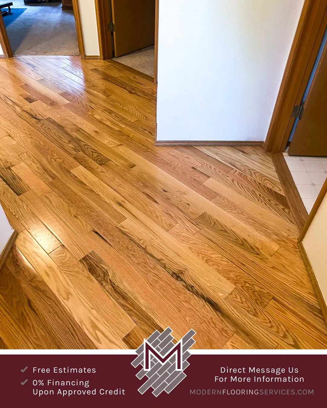Red Oak Hardwood Flooring Installation By Modern Flooring Services.
