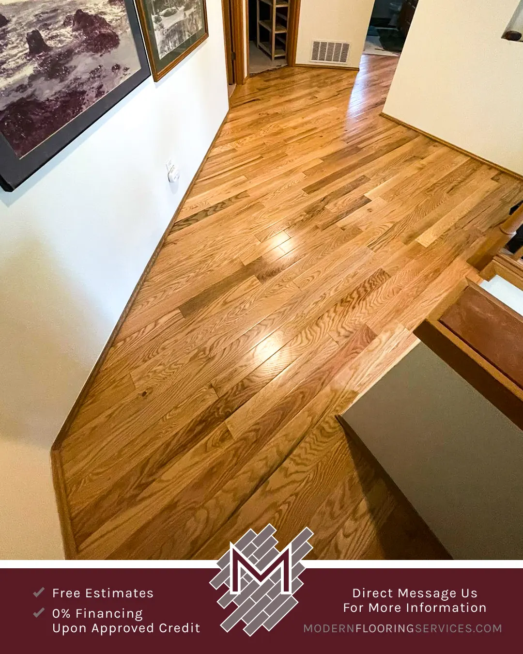 Red Oak Hardwood Flooring Installation By Modern Flooring Services.