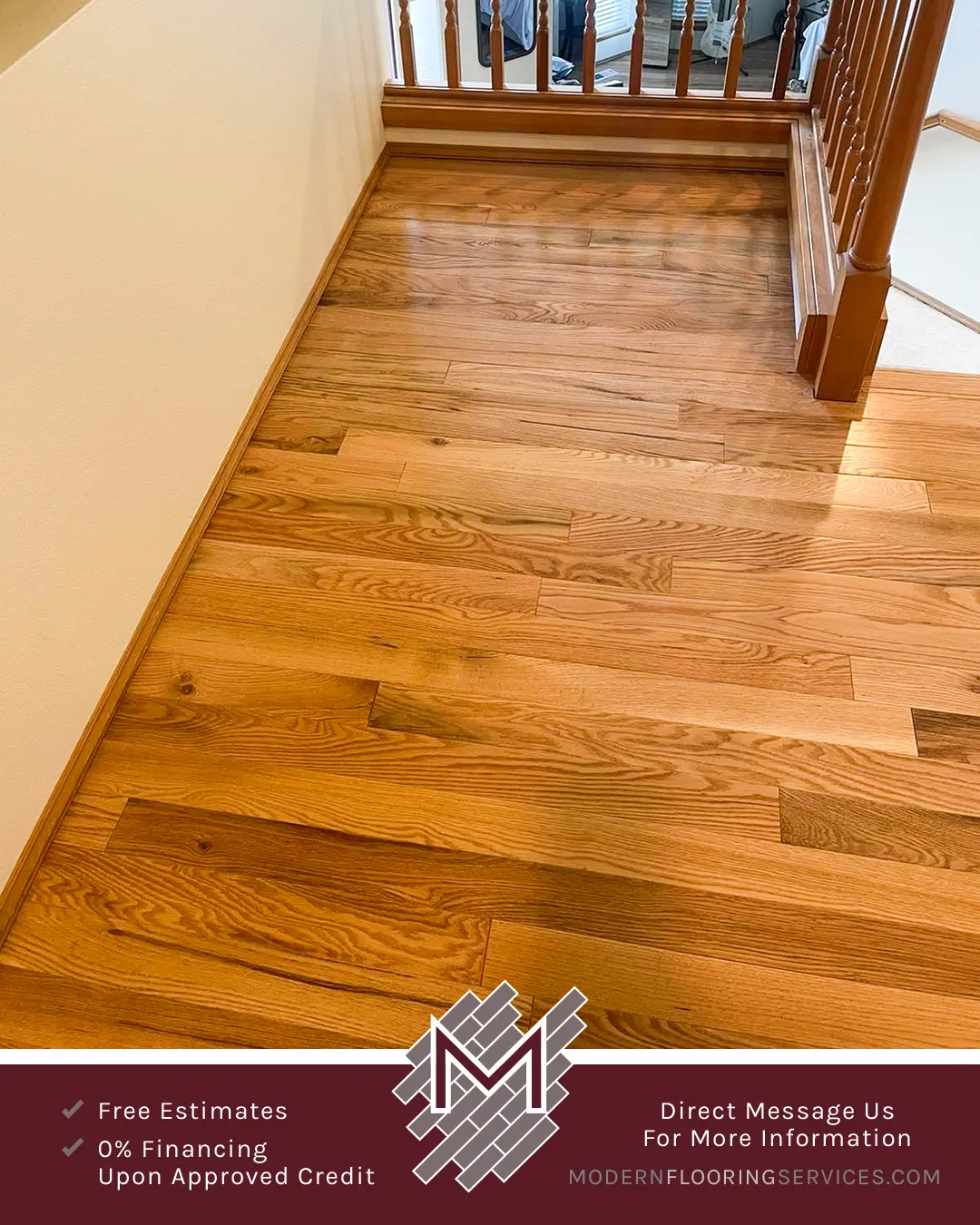Red Oak Hardwood Flooring Installation By Modern Flooring Services.