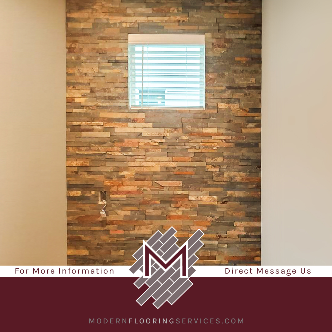 Slate Ledger Wall Stone Tile Installation