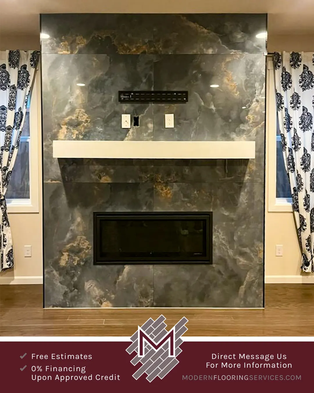 Large Format Plank Tile Fireplace Installation Makeover