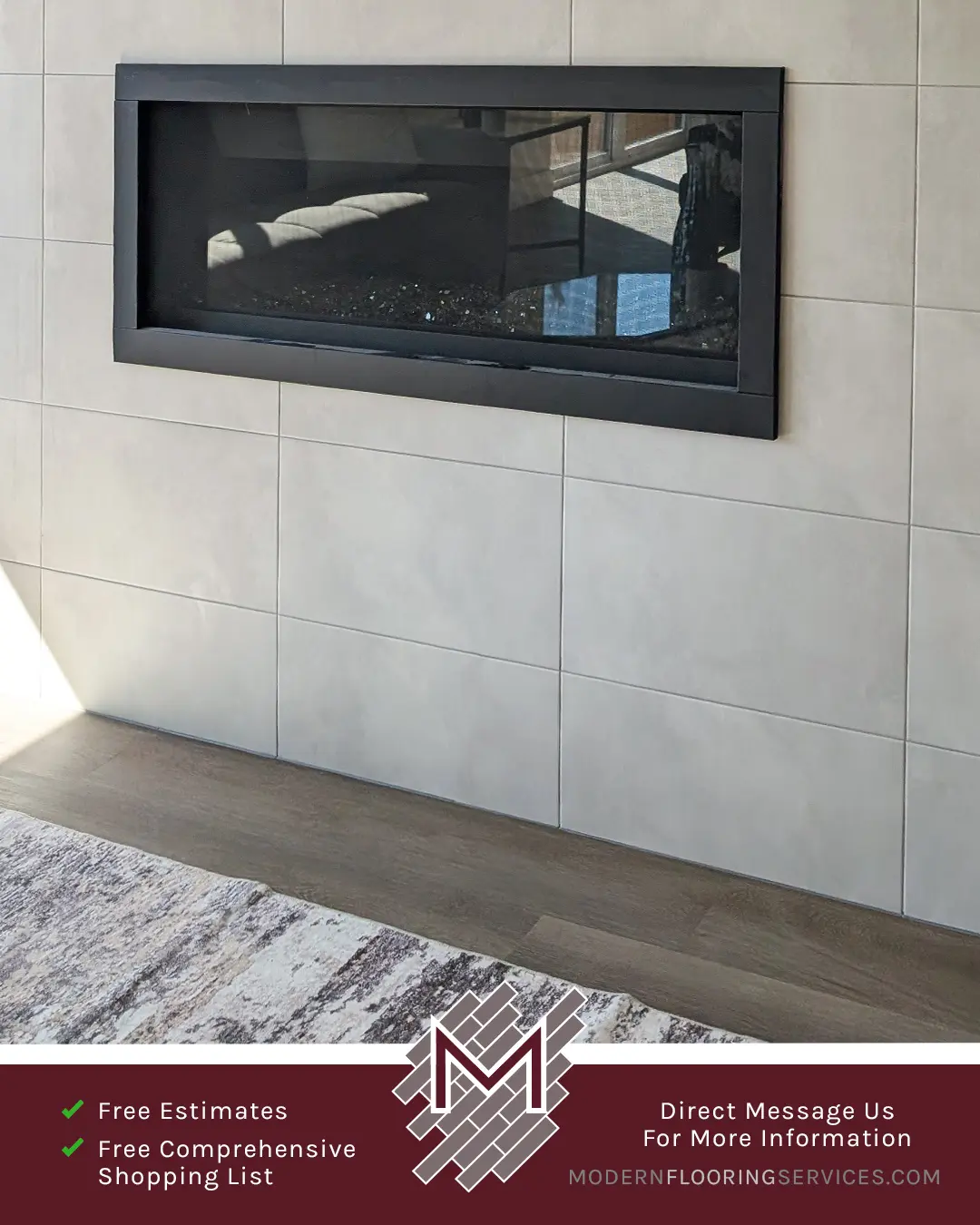 Fireplace Backsplash Tile Installation By Modern Flooring Services.