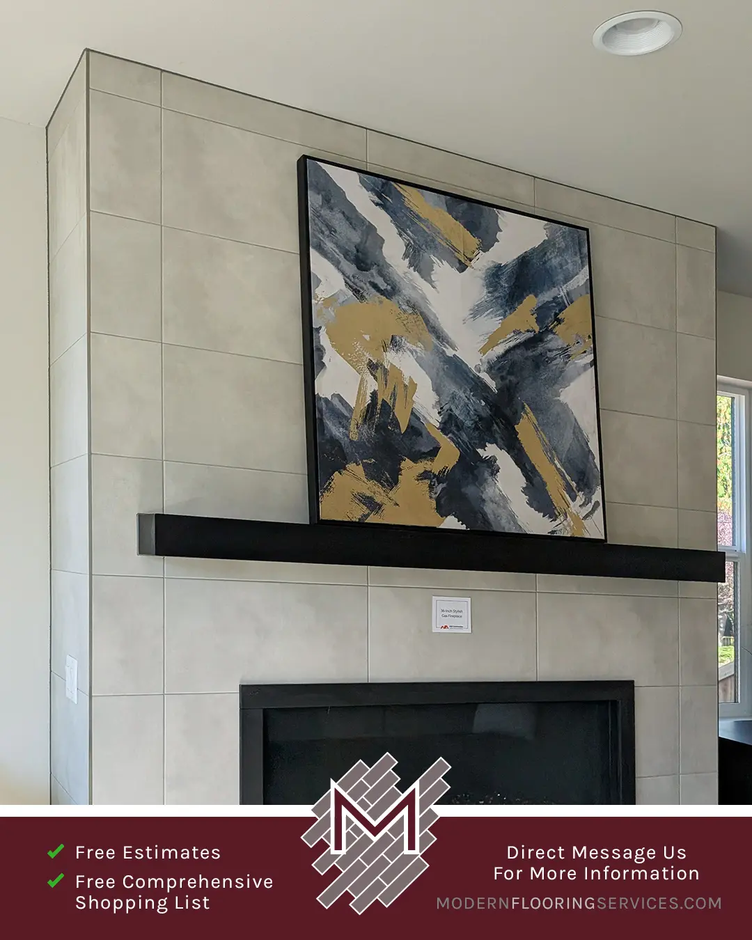 Fireplace Backsplash Tile Installation By Modern Flooring Services.