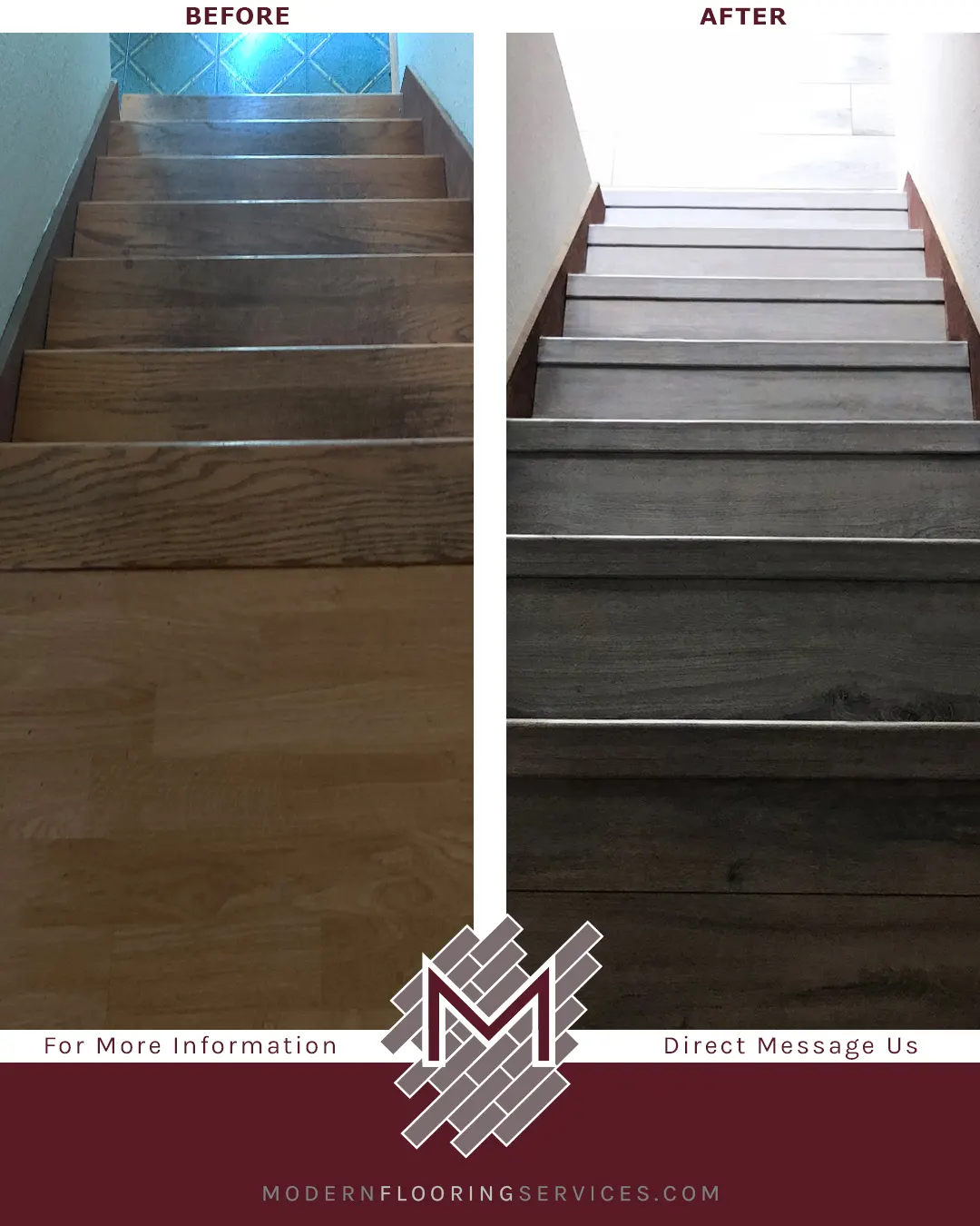 Before and After Stairs Flooring Installation