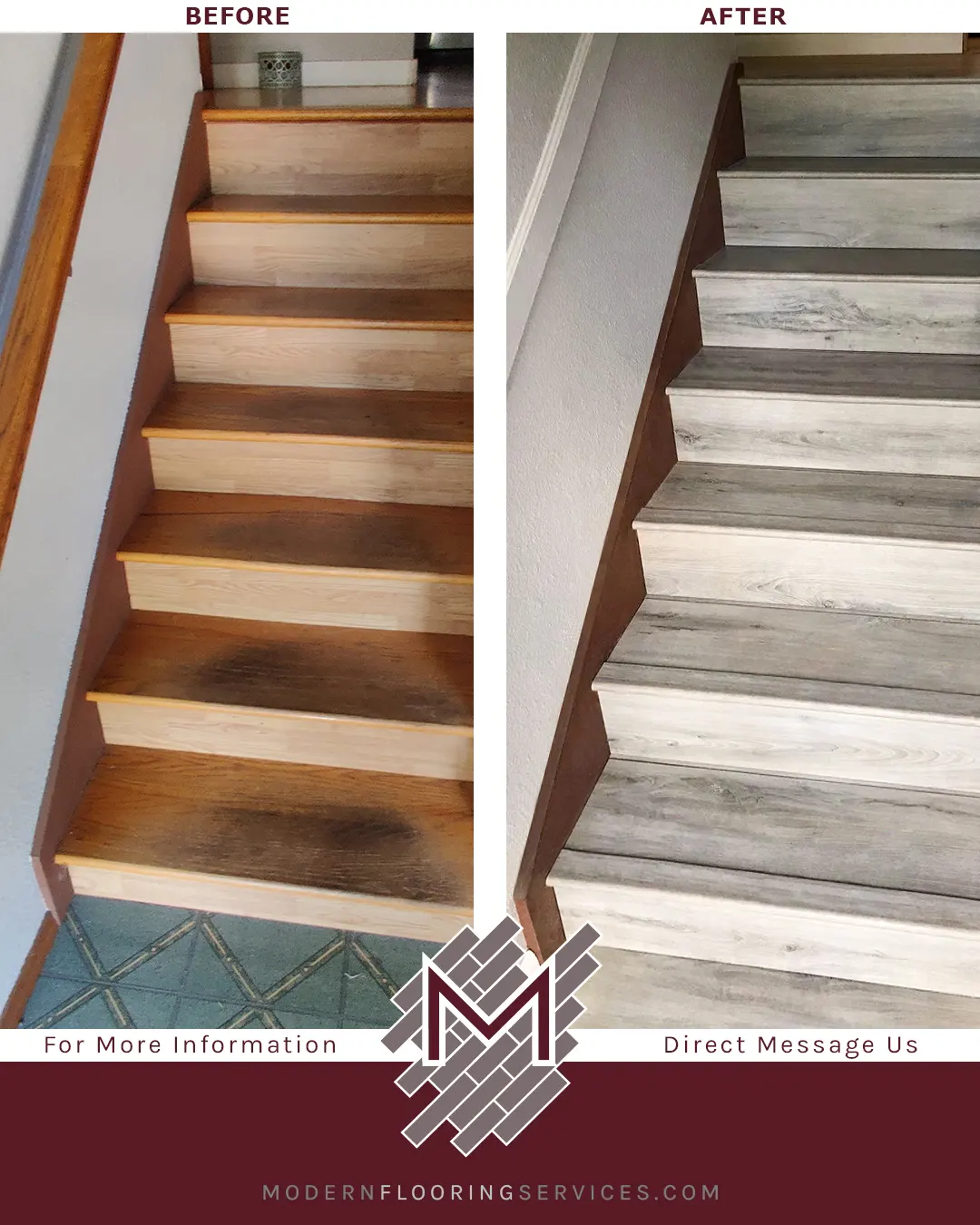 Before and After Stairs Flooring Installation