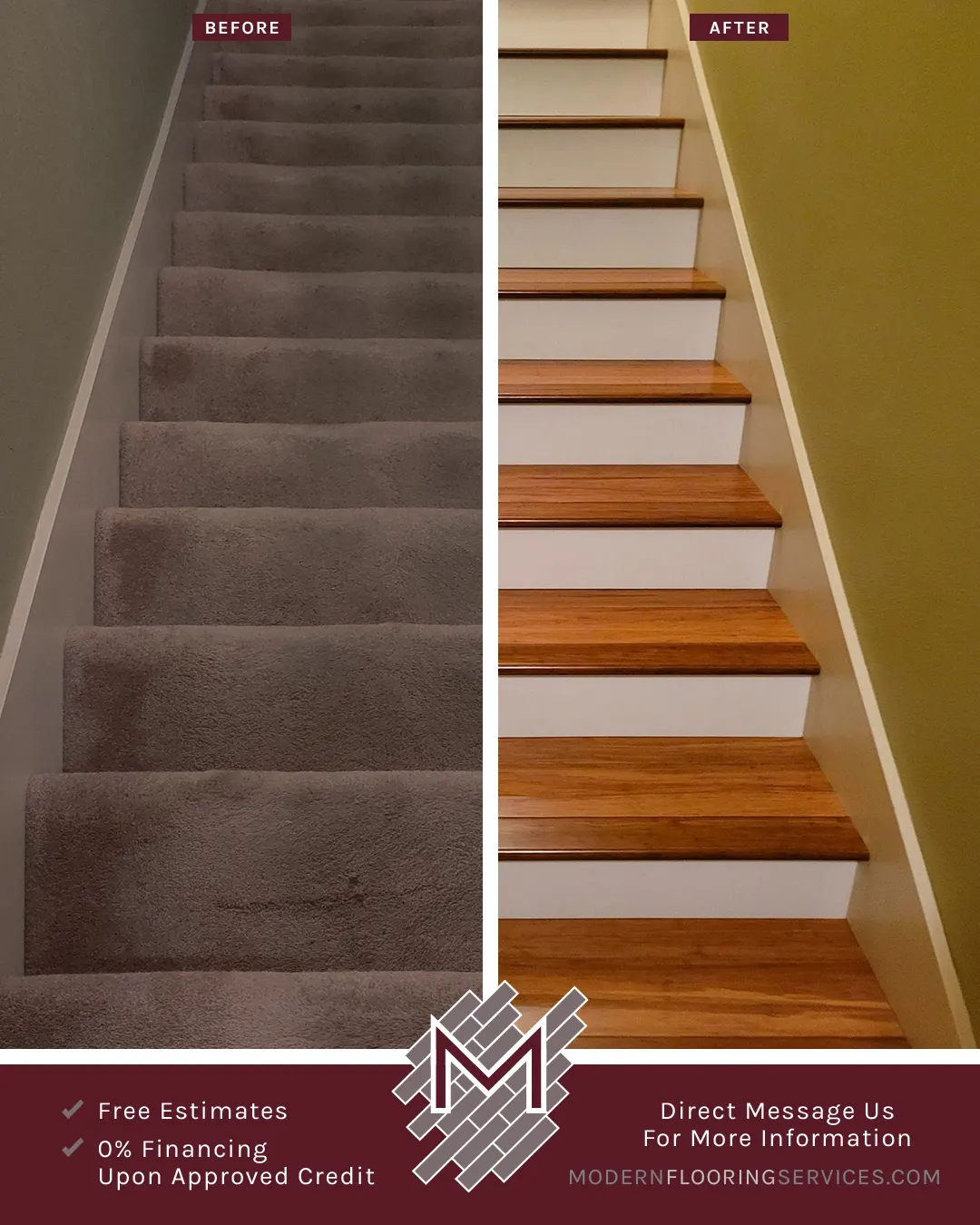 Before and After. Hardwood Flooring Installation.