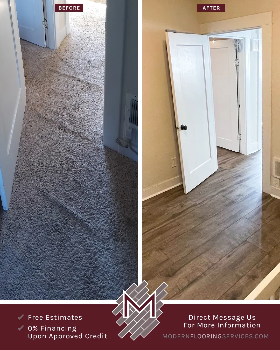 Before and After. New Flooring Installation.
