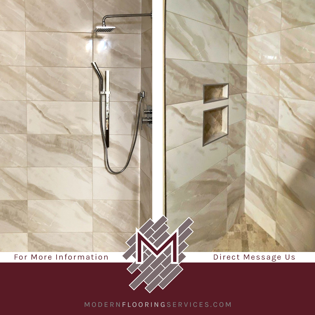 Modern Shower With Split Niche