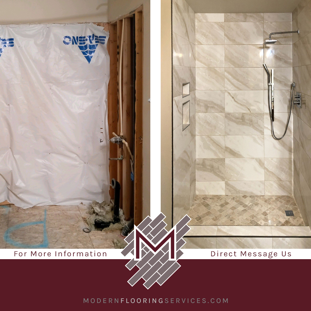 Modern Shower With Split Niche